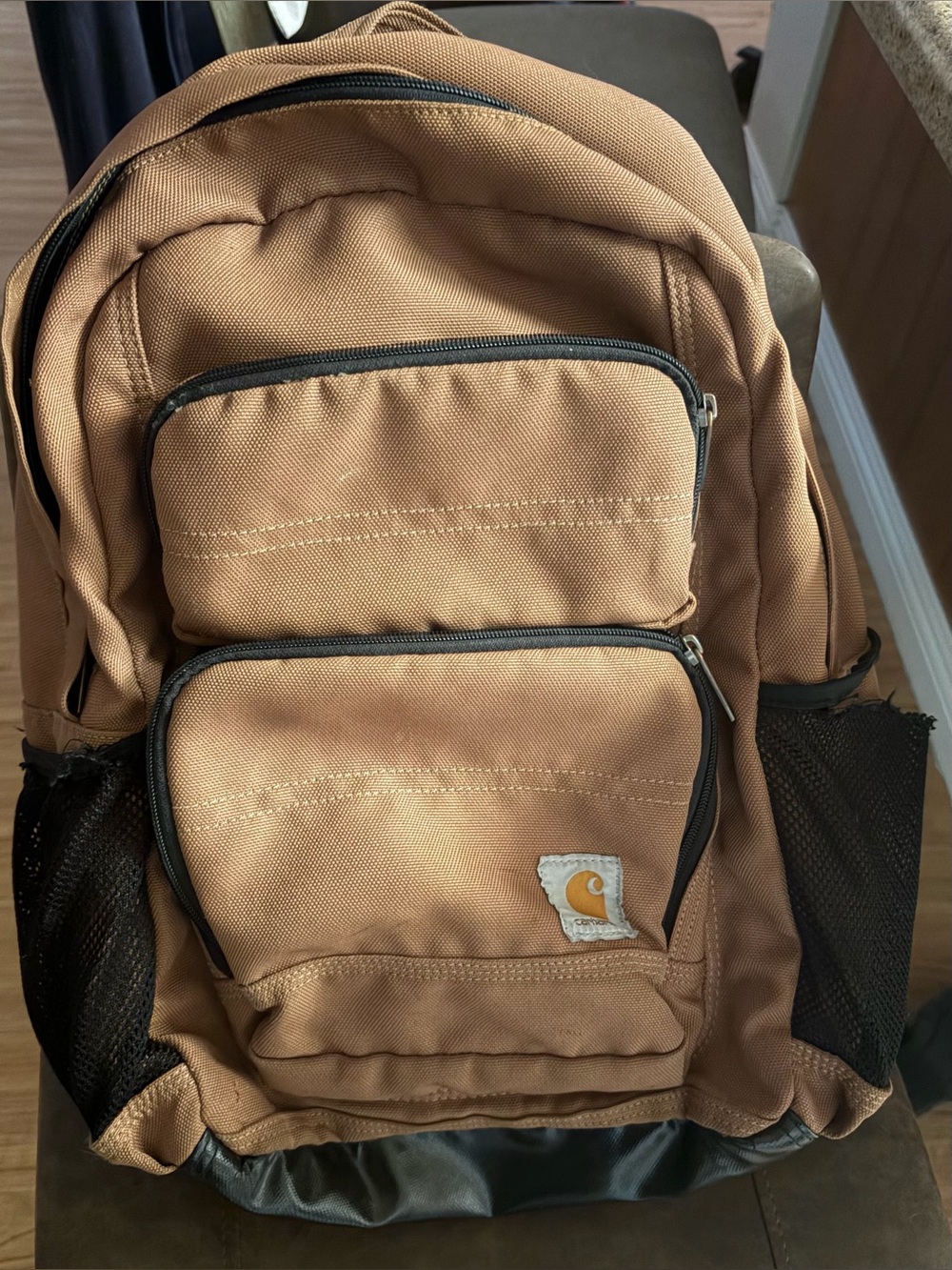 Carhartt Tan Canvas Work Backpack with Front Pockets